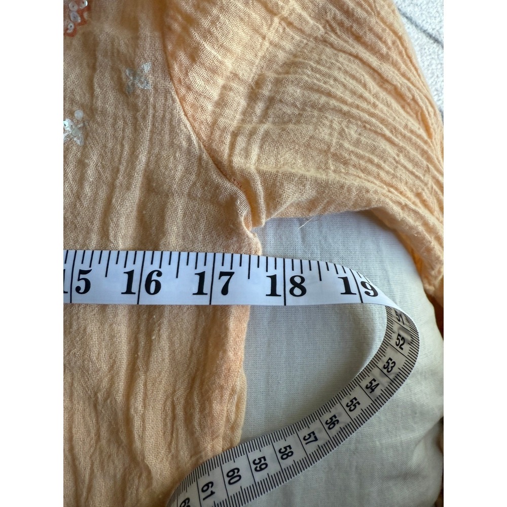 Y2K Peach Sequin Top Boho Fairy Bell Sleeve Renaissance Mallcore McBling Medium - Picture 8 of 8